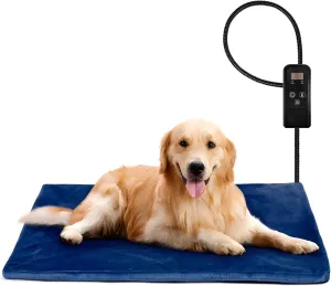 Niubya Pet Heating Pad for Dogs, Adjustable Temperature and Waterproof Electric Heated Mat with Timer, Chew Resistant Cord and Soft Velvet Washable Cover