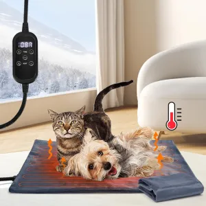 Nobleza Heated Dog Bed, Adjustable Temperature Waterproof Cat Heating Pad with Timer, 2 Pack Replaceable Washable Cover Indoor Outdoor Chew Resistant Pet Dog Heating Pad for Dogs Cats with Steel Cord