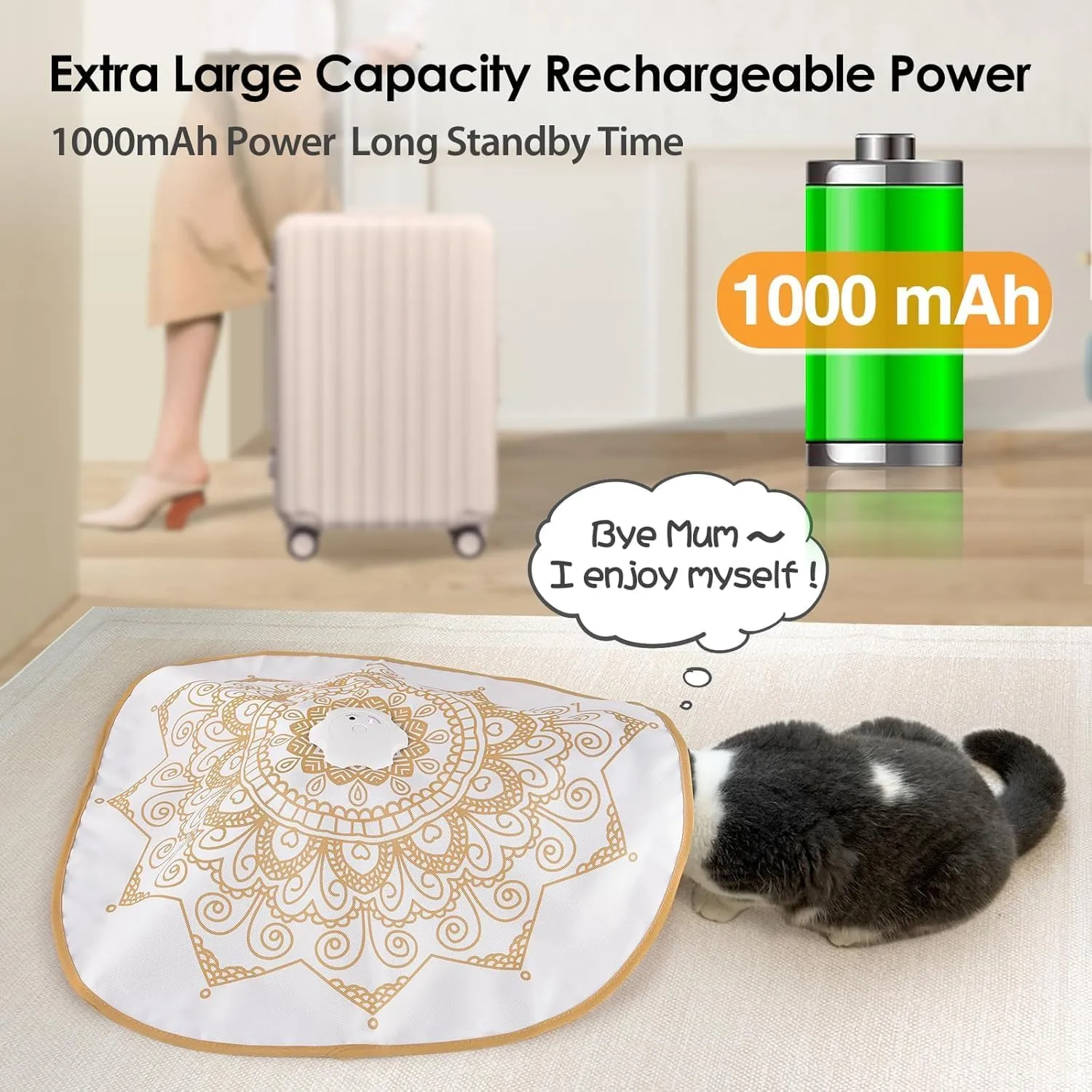 ORSDA Cat Toy, Chargeable 4-in-1 Interactive Cat Toys for Indoor Cats, Hide and Seek, Cat Wand Toy, Whack a Mole, Automatic Kitten Toys with 3Pcs DIY Replacement Feathers