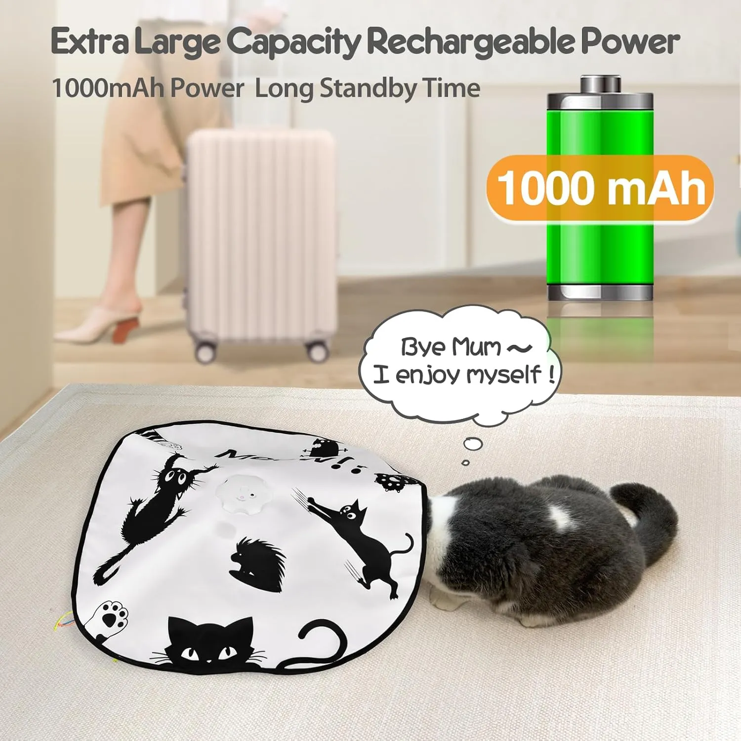 ORSDA Interactive Cat Toys for Indoor Cats, 4 in 1 Automatic Kitten Toys, Rechargeable Electric Moving Ambush Feather, Hide and Seek, Chase Feather for Kitty with 5PCS DIY Replacement