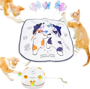 ORSDA Interactive Cat Toys for Indoor Cats, Rechargeable Hide and Seek Cat Toy, Motion Cat Toys, Moving Ambush Feather (5- in-1 cat Toy)