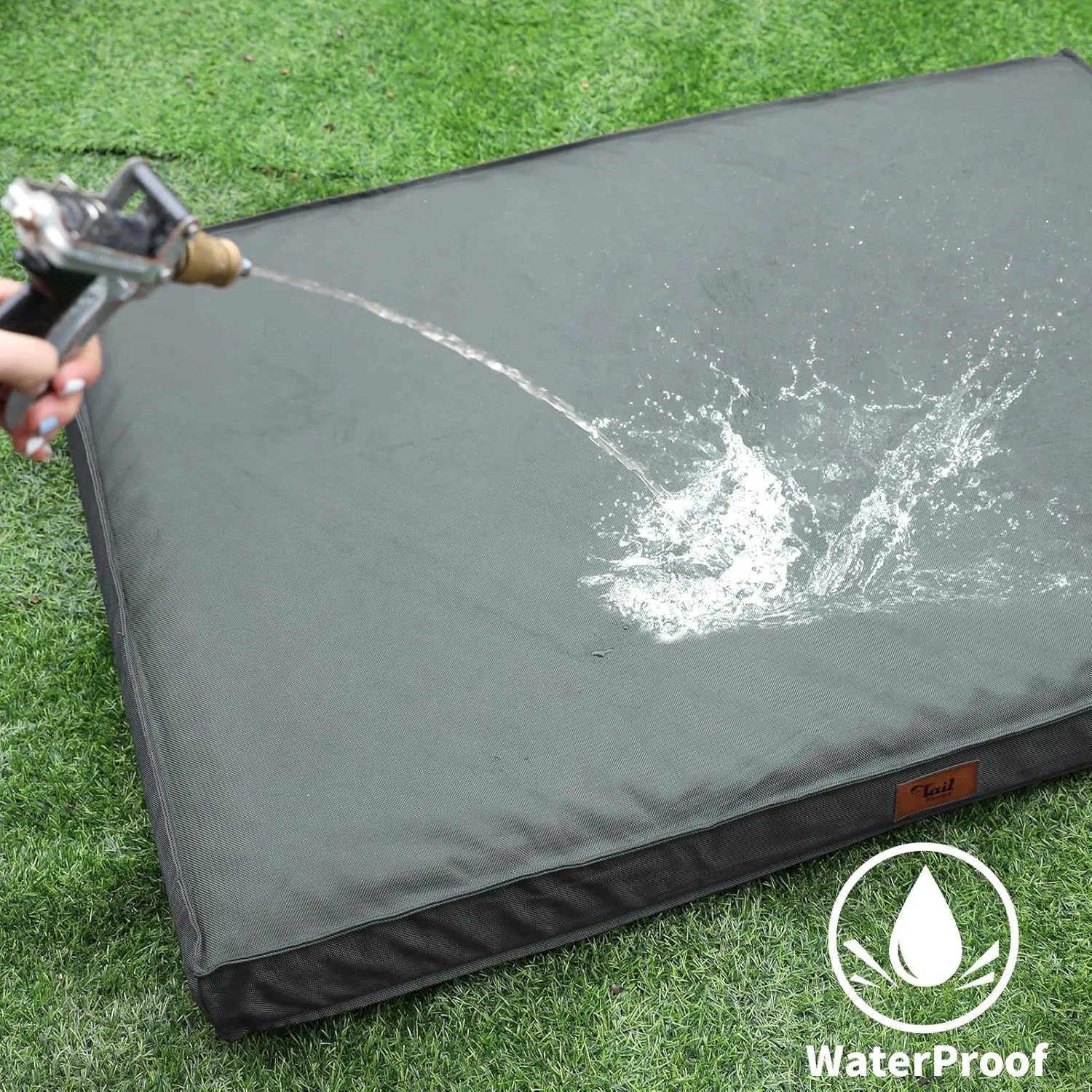 Orthopedic Dog Bed for Large Dogs, Big Waterproof Dog Crate Bed Washable Pet Bed for Large Sized Dogs with Egg Crate Foam Pet Bed Mat, Removable Oxford Cooling Cover, Grey