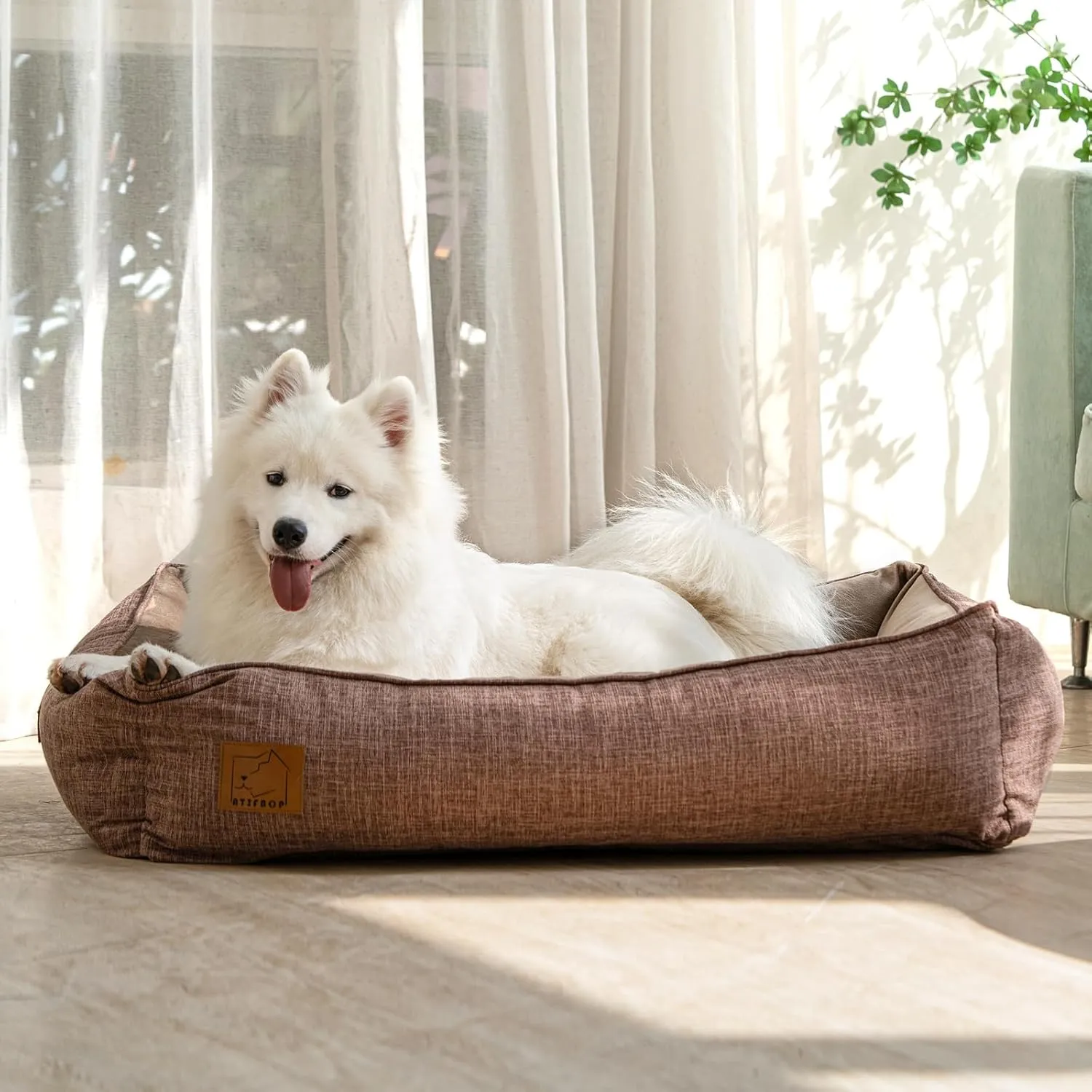 Orthopedic Dog Bed for Large Dogs, Memory Foam Dog Sofa with Waterproof & Washable Cover, Cooling Energy Gel. Couch, Pain Relief Soft Couch Pet Bed (Brown, 40x31x11 inch)