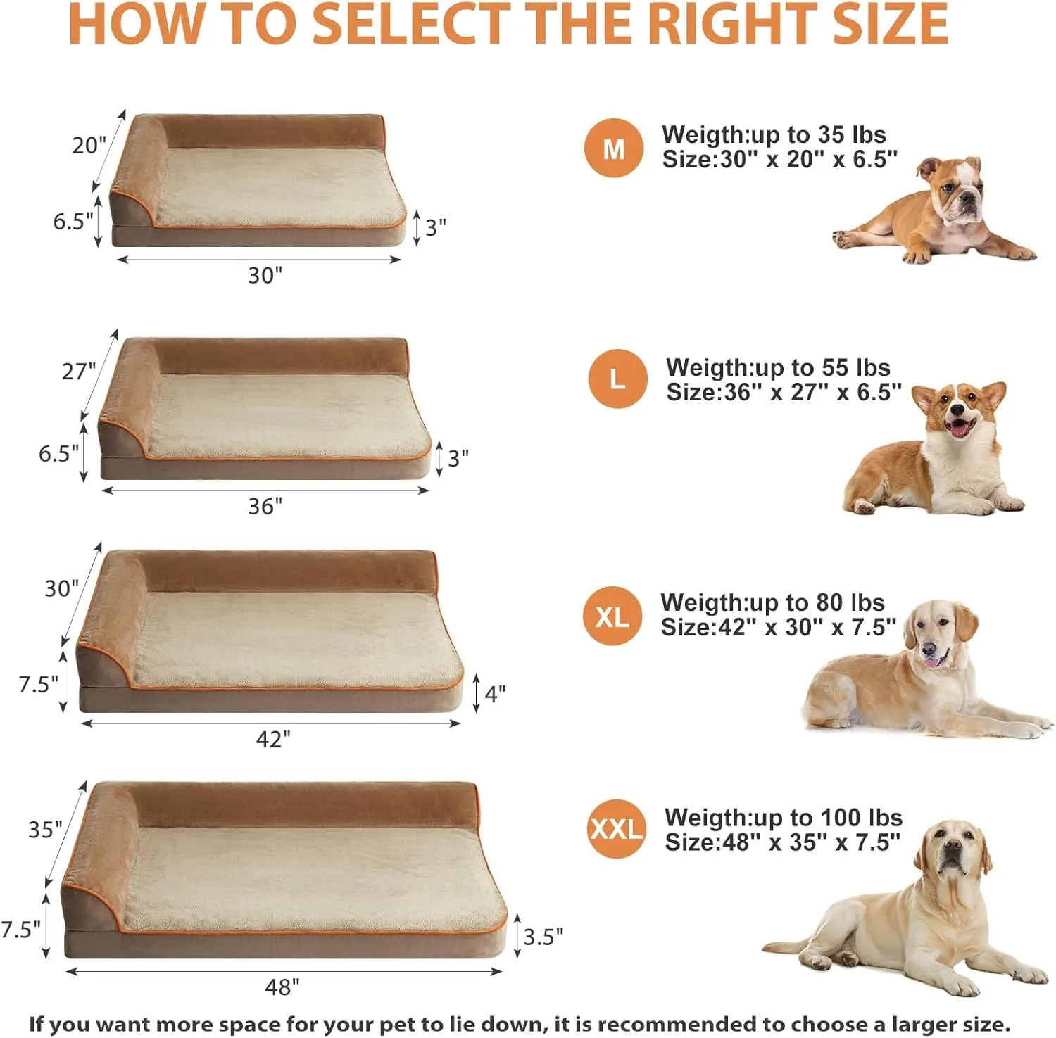 Orthopedic Dog Beds for Extra Large Dogs - Waterproof Sofa Dog Bed with Removable Washable Cover, Waterproof Lining and Anti-Slip Bottom,Pet Bed