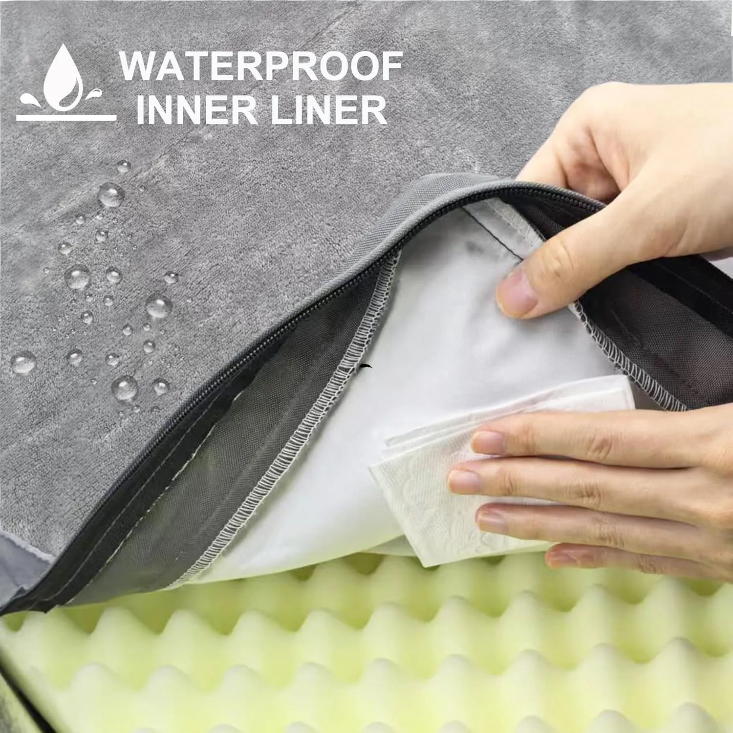 Orthopedic Dog Beds for Large Dogs - Large Egg Crate Foam Dog Bed Waterproof Pet Mat with Removable Washable Cover, Gray