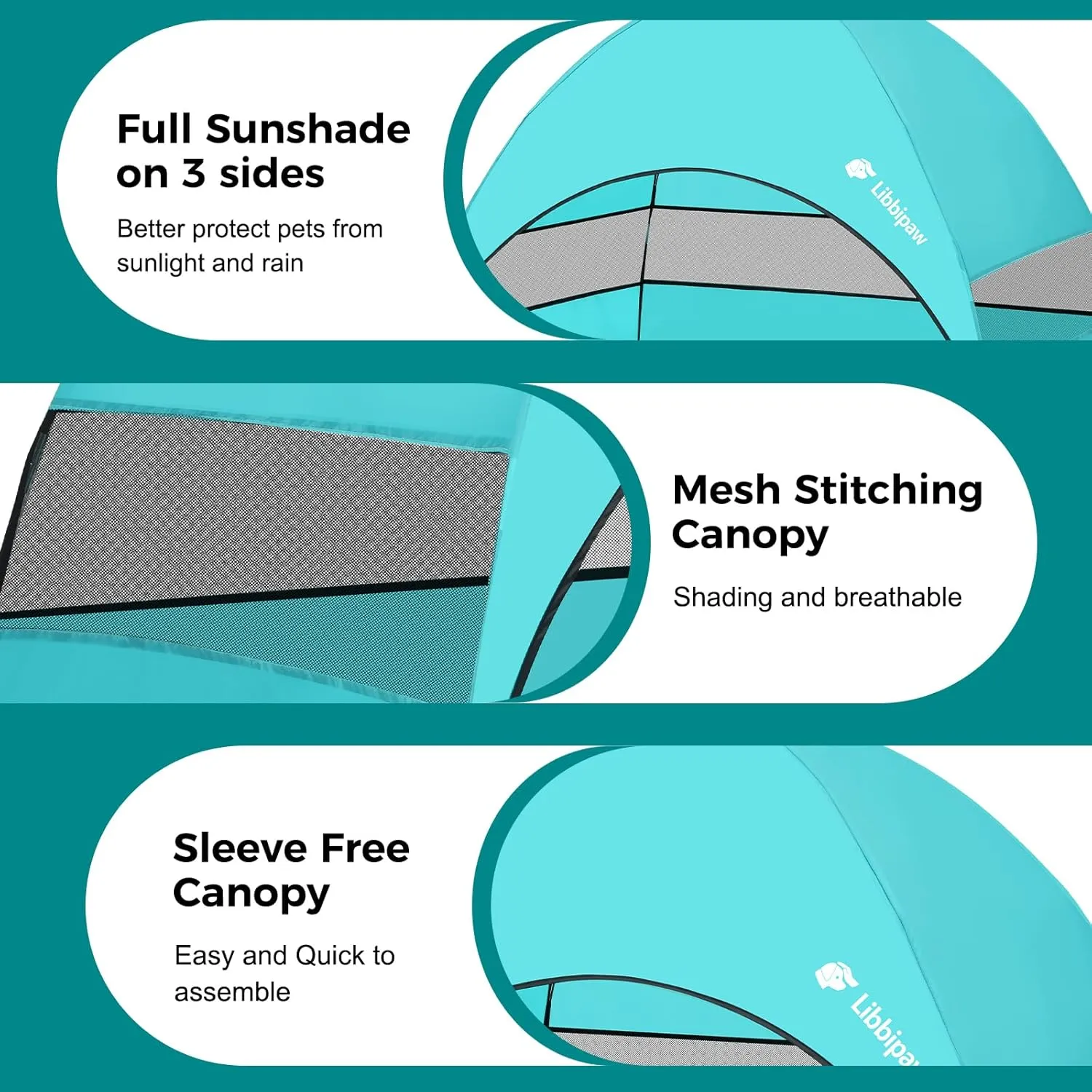 Outdoor Dog Bed with Canopy and 4 Windproof Stakes, Elevated Raised Pet Cot with Removable Shade Tent, Waterproof Design for Large Dogs Camping, Beach, Park, Backyard