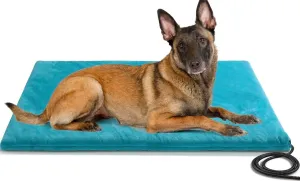 Outdoor Pet Heating Pad for Dogs & Cats, Extremely Waterproof Heated Cat Bed with Built-in Thermostat, Heated Bed Blanket for Outside Animals Puppy Feral Stray Cat (Lake Blue, 35.4"x23.6")