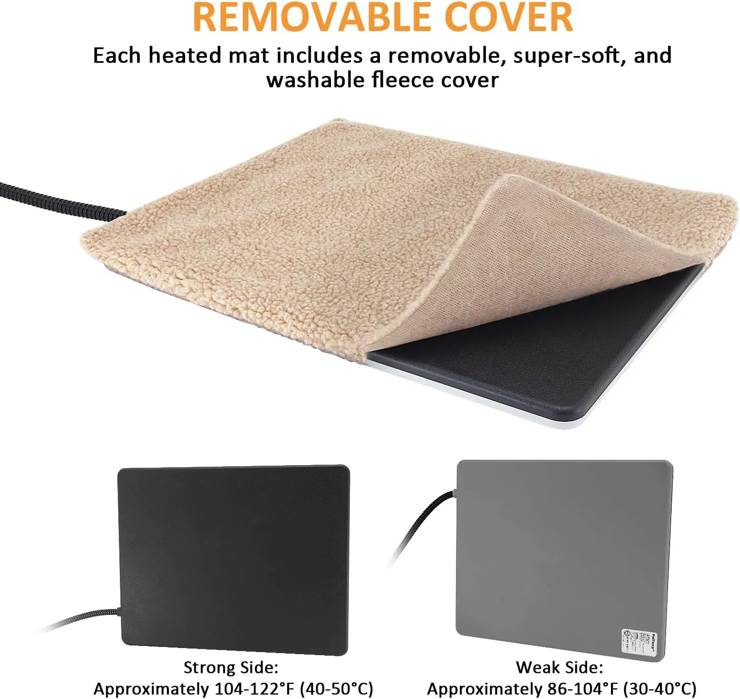 Outdoor Pet Heating Pad with 5 Adjustable Temperature & Timer, Waterproof Heated Mat for Cats and Dogs, Safe Electric Heating Pad for Feral, Indoor & Outdoor Pets, Anti-Chew Cord (M:16'' x 13'')
