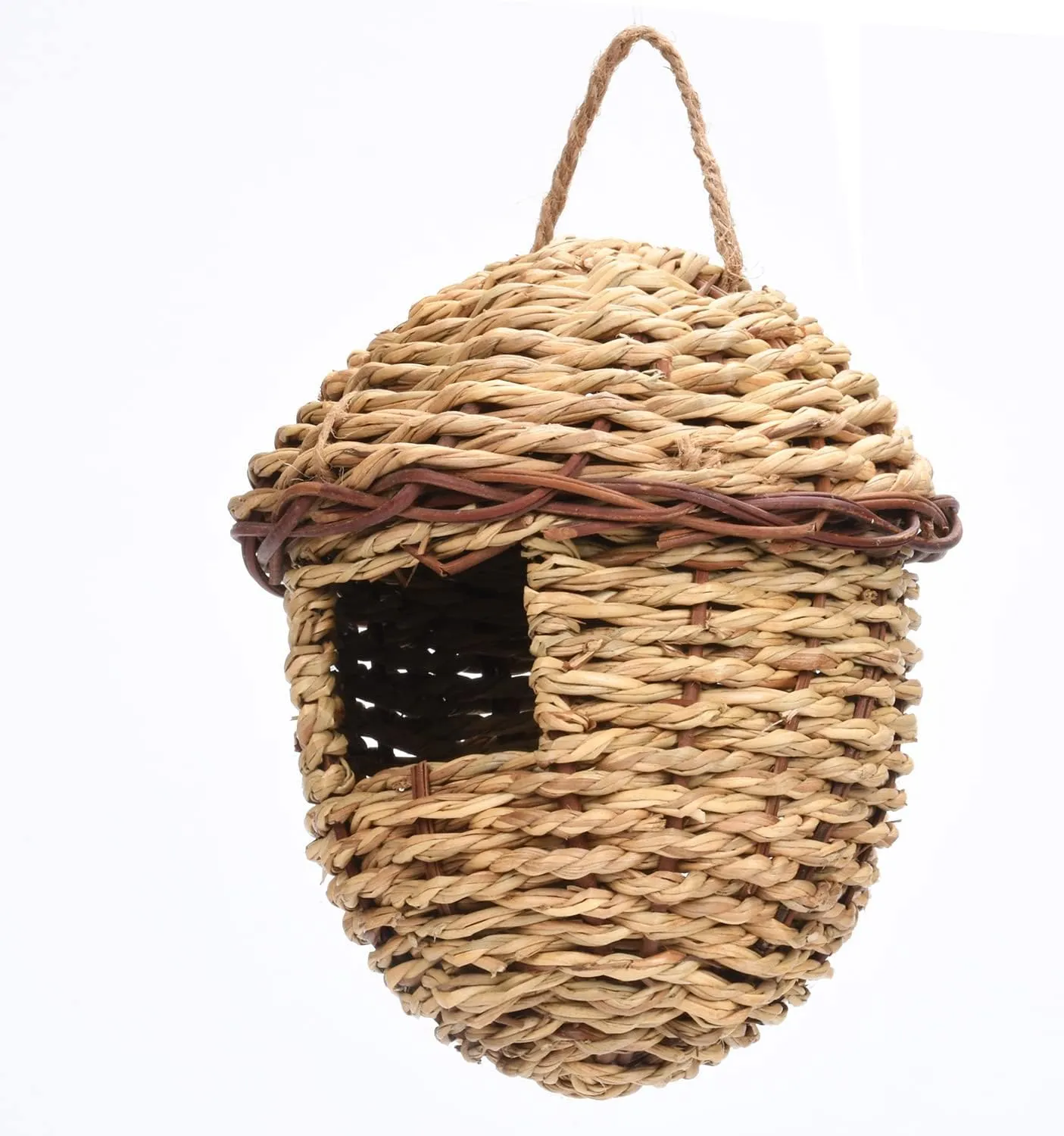 Pack Hummingbird House Hand Woven Bird Nest For Outdoors Hanging Small Grass Bird Houses For Outside Natural Fiber Bird Hut Roosting Pocket For Chickadee Chicken Water Feeder (Pink, One Size)