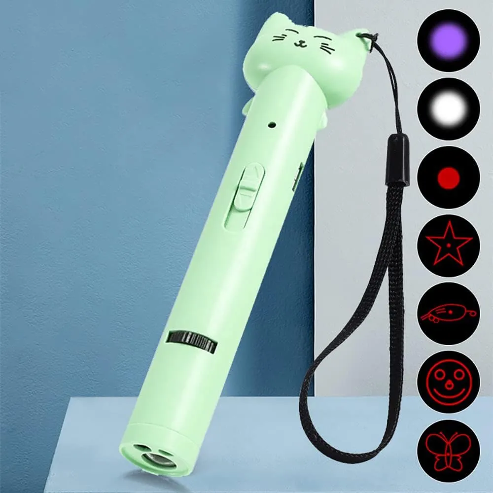 PARTSPOWER Laser Pointer Interative Cat Toy for Cats to Chase, Rechargeable Red Laser Light Pointer Exercises Training Tool for Kittens Cats Dogs (Green)