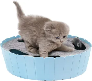 Pawaboo Interactive Cat Toy With Running Mouse, Electronic Motion Automatic Teaser for Indoor Cats, Pop and Play Hide Seek Hunting Mouse for Pet Kitten Play Fun Exercise, Blue
