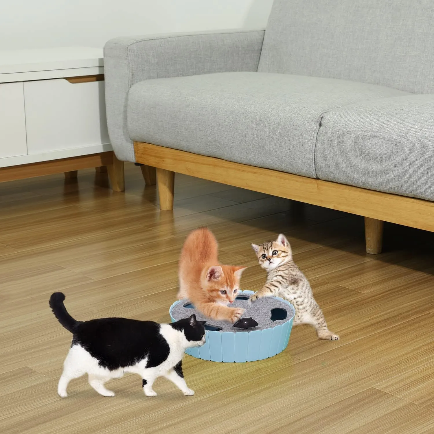 Pawaboo Interactive Cat Toy With Running Mouse, Electronic Motion Automatic Teaser for Indoor Cats, Pop and Play Hide Seek Hunting Mouse for Pet Kitten Play Fun Exercise, Blue