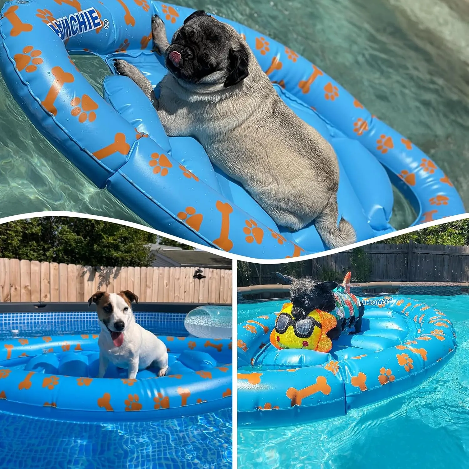 PAWCHIE Dog Pool Float - Inflatable Rafts, Inflatable Ride-ons for Pets Kids Summer Outdoor Water Games, Swimming Pool Water Toy
