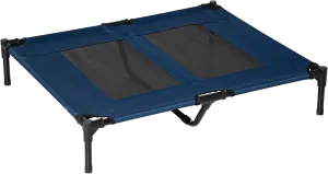 PawHut 36" x 30" Elevated Cooling Summer Dog Cot Pet Bed With Mesh Ventilation - Blue