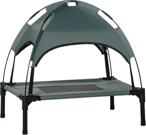 PawHut Elevated Dog Bed with Removable Canopy, Outdoor Dog Cot with UV Protection Canopy Shade, 24 inch Pet Bed for Camping, Gray