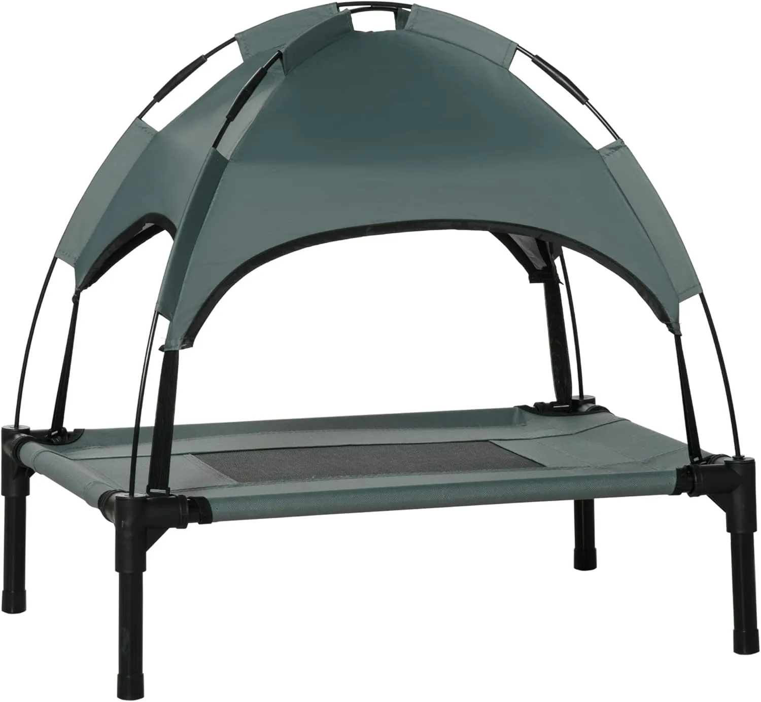 PawHut Elevated Dog Bed with Removable Canopy, Outdoor Dog Cot with UV Protection Canopy Shade, 24 inch Pet Bed for Camping, Gray