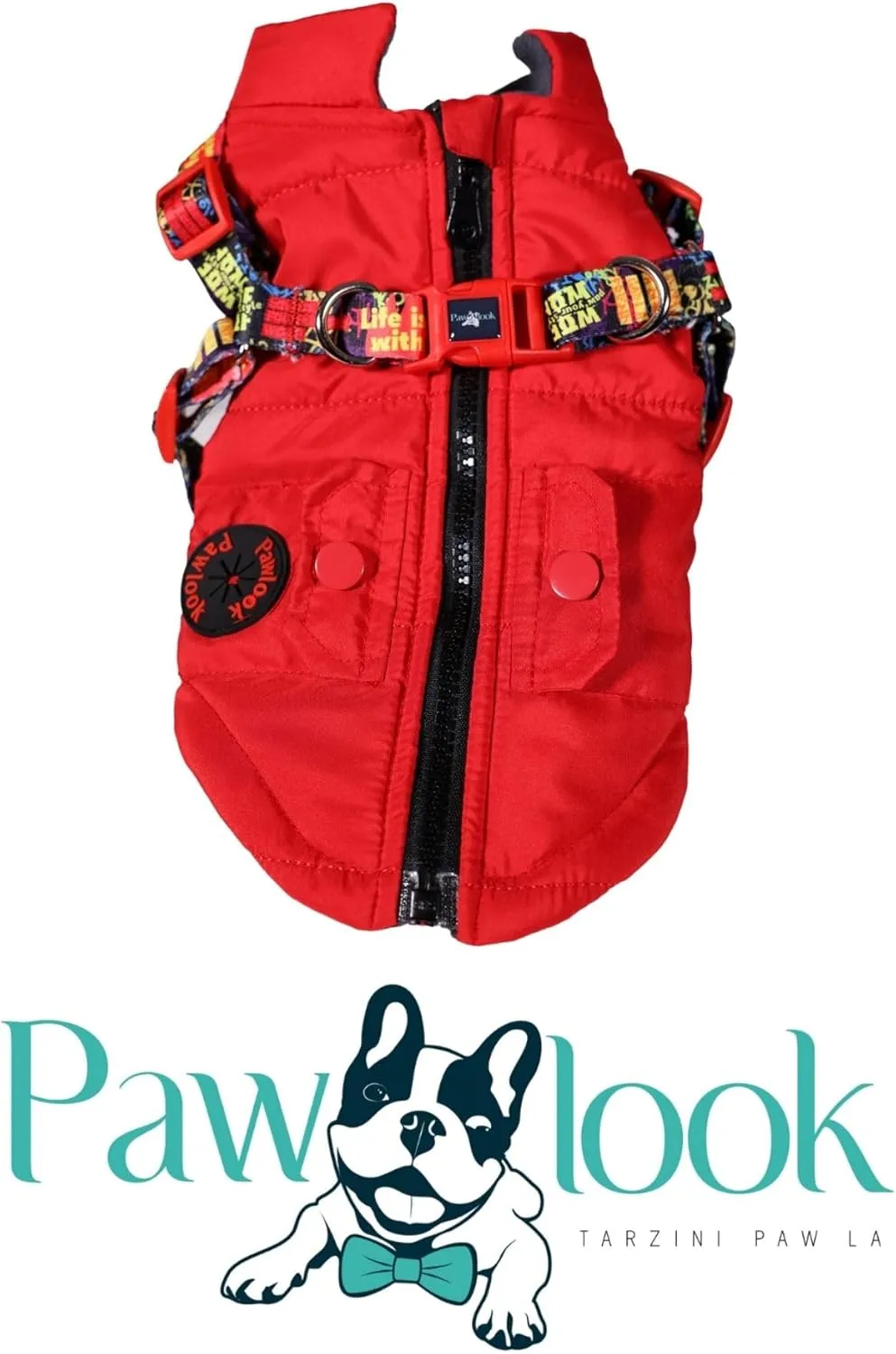 Pawlook Dog Raincoat with Chest Leash and Collar, Reusable Waterproof Pet Coat for Small Dogs, Medium Dogs, Large Dogs (Red, X-Small)