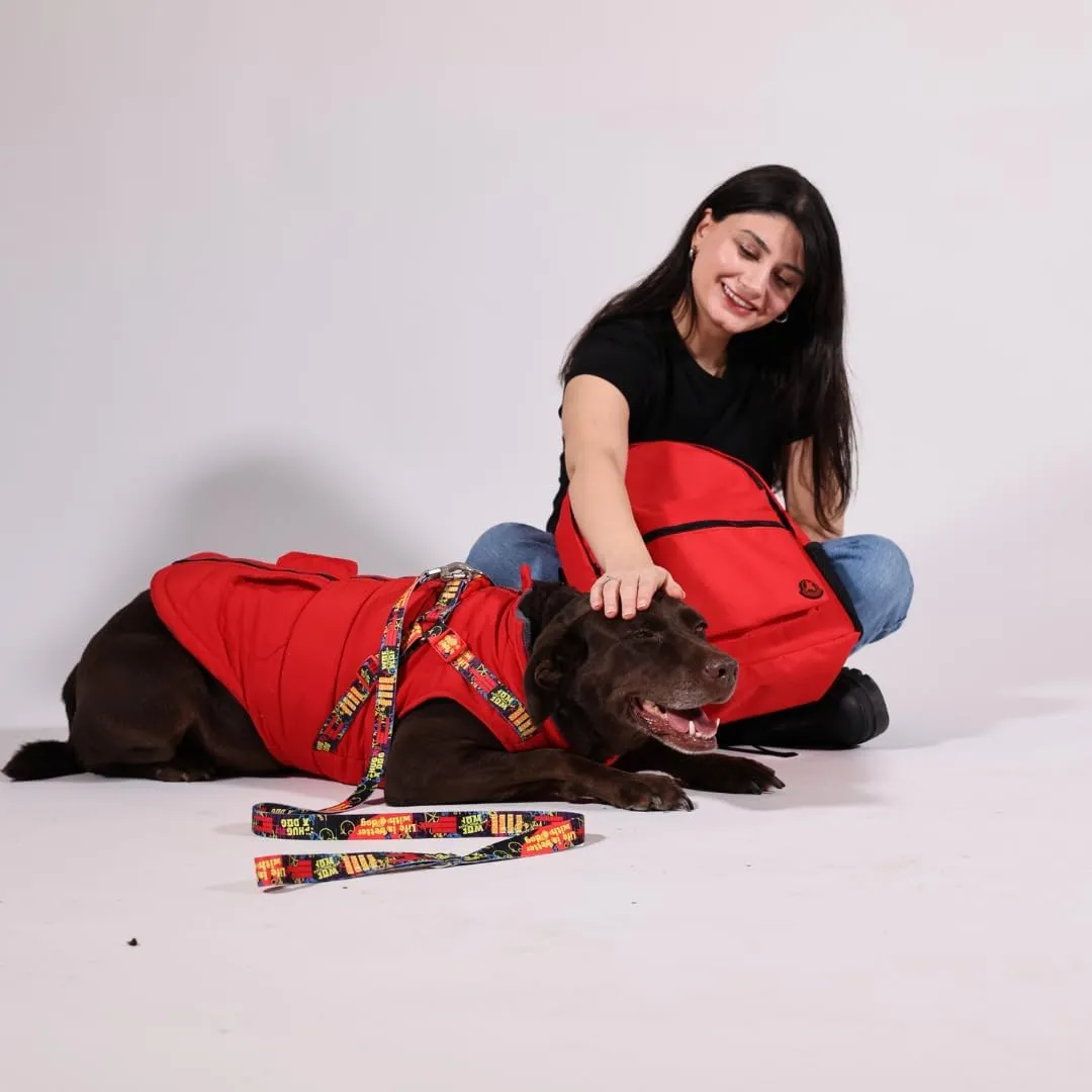 Pawlook Dog Raincoat with Chest Leash and Collar, Reusable Waterproof Pet Coat for Small Dogs, Medium Dogs, Large Dogs (Red, X-Small)