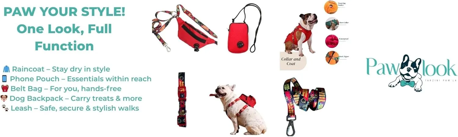 Pawlook Dog Raincoat with Chest Leash and Collar, Reusable Waterproof Pet Coat for Small Dogs, Medium Dogs, Large Dogs (Red, X-Small)