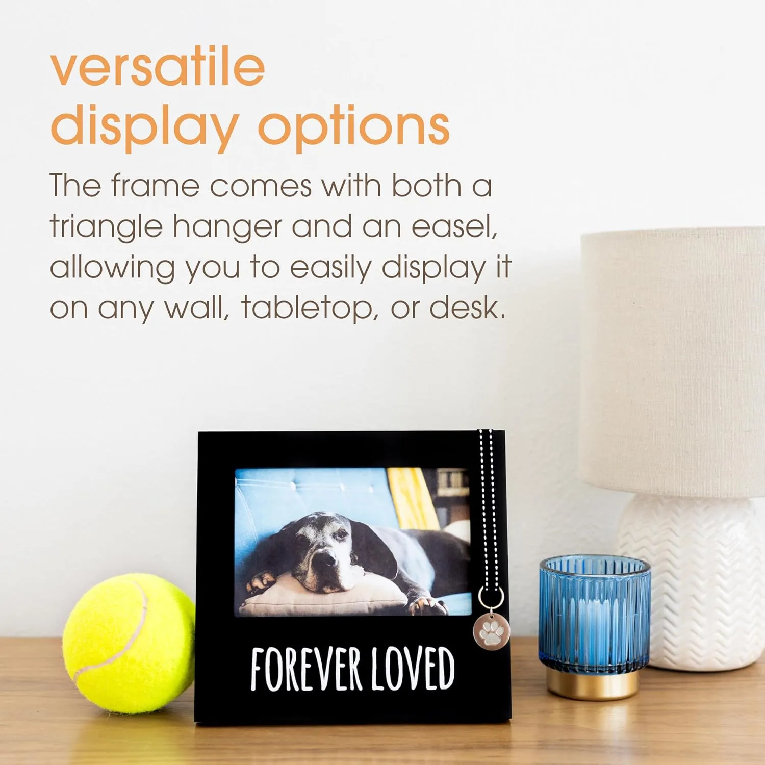 Pearhead Forever Loved Pet Keepsake Picture Frame, Photo Frame for Pet Owners and Dog Lovers, Ideal Memorial Gift for Loss of Dog and Pet Remembrance, Wall Mount And Tabletop Frame, Black