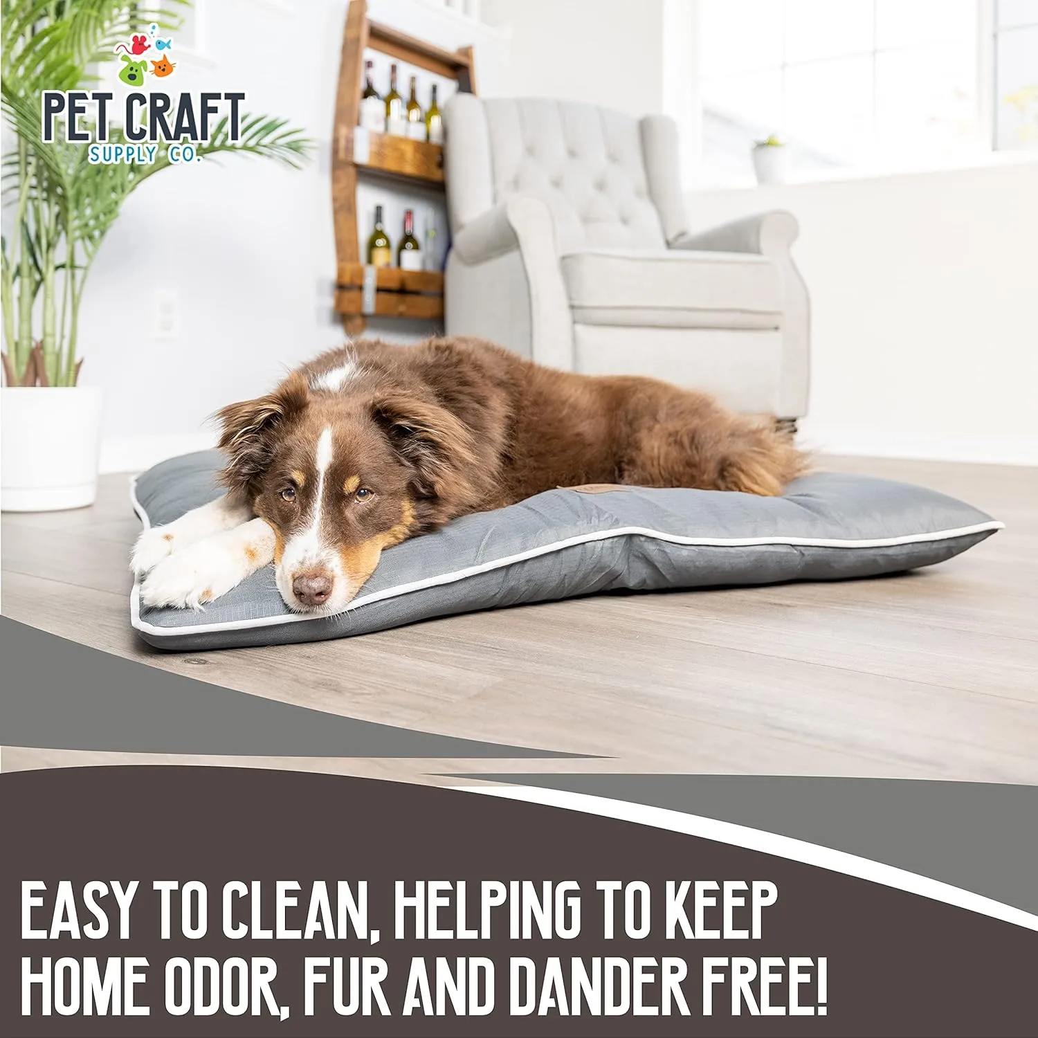 Pet Craft Supply Super Snoozer Calming Indoor / Outdoor All Season Water Resistant Durable Dog Bed, Large, Pewter