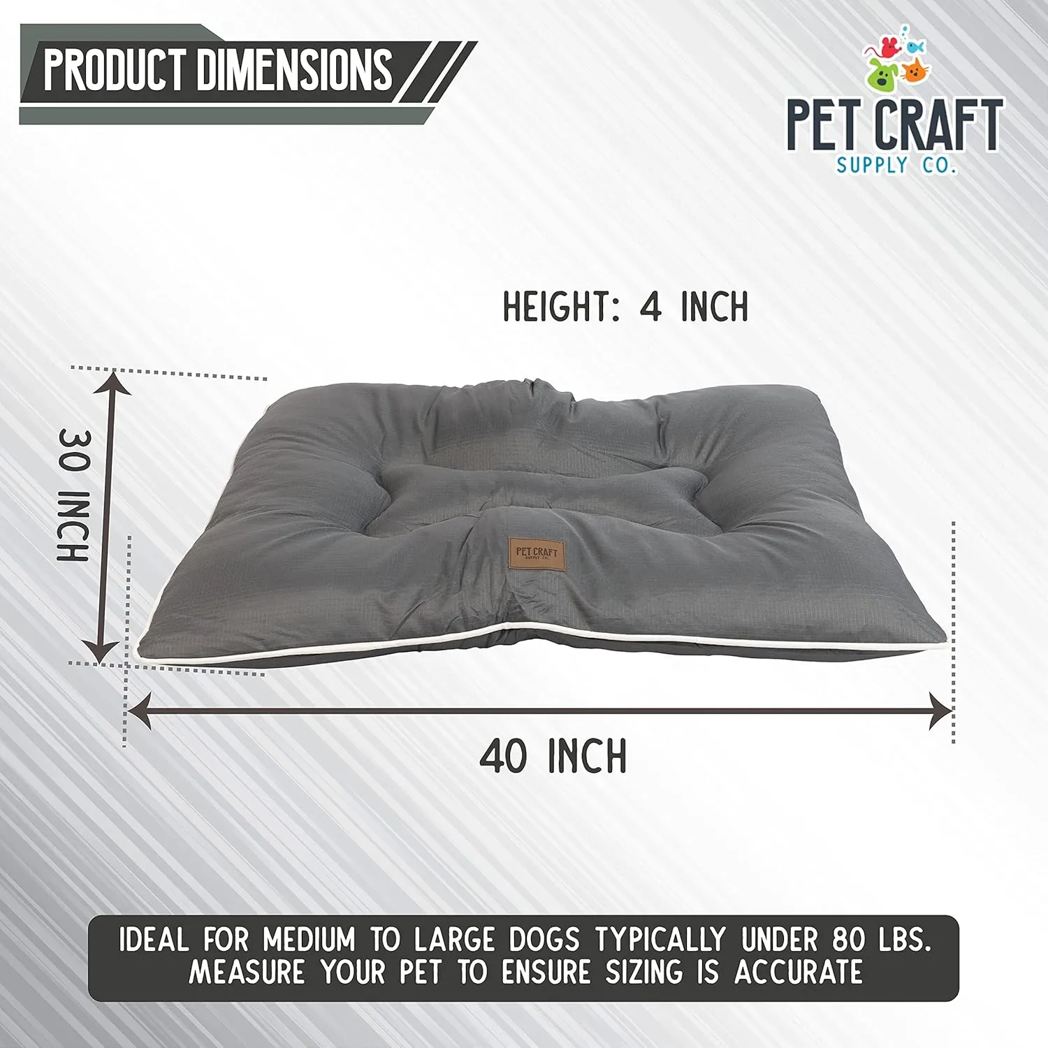 Pet Craft Supply Super Snoozer Calming Indoor / Outdoor All Season Water Resistant Durable Dog Bed, Large, Pewter