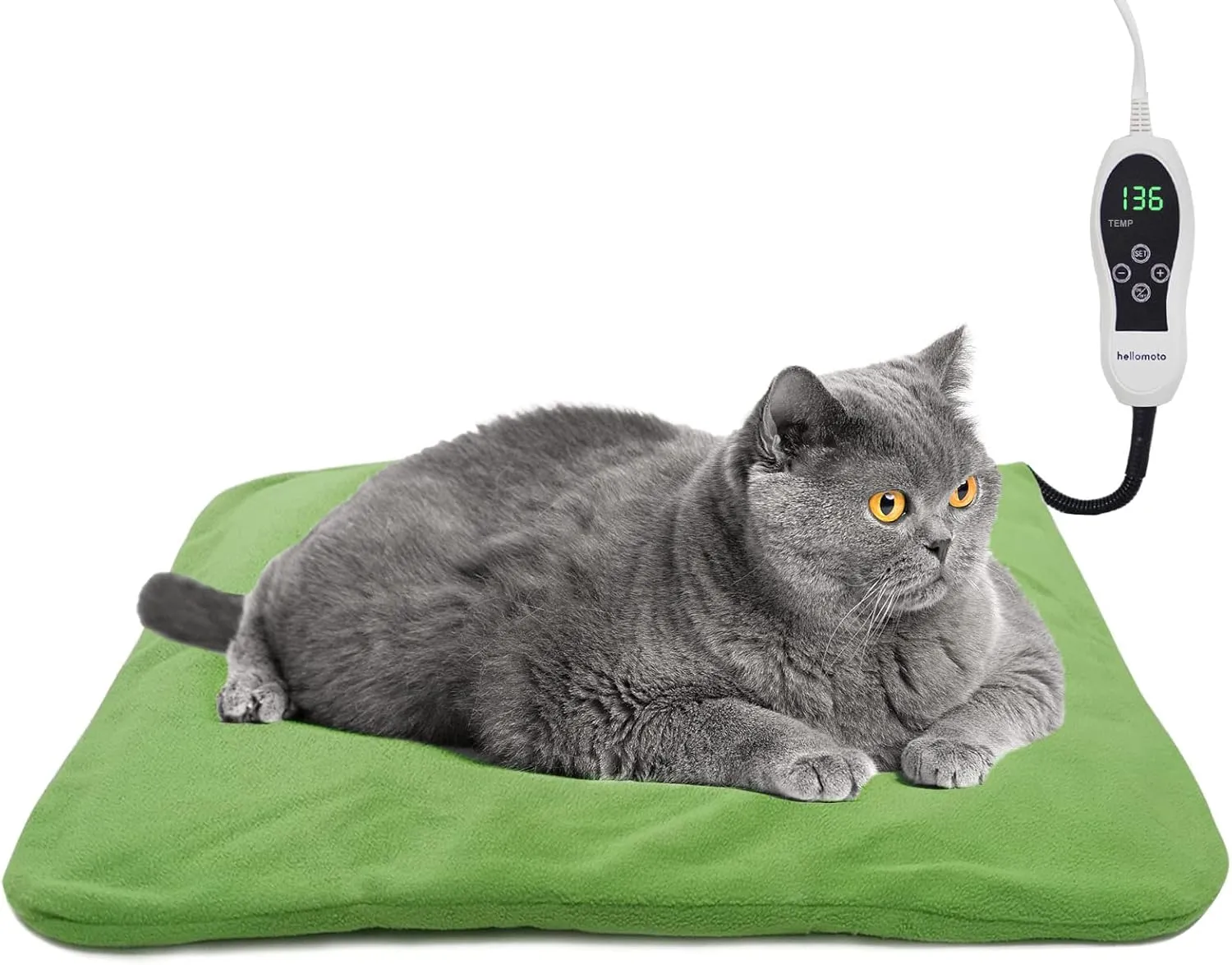 Pet Heating Pad, 12 Heat Settings Dog Cat Heating Pad with Timer, Electric Pads for Dogs Cats with Chew Resistant Cord (Medium)
