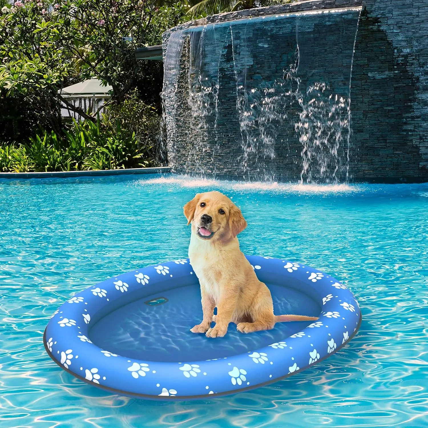 Pet Soft Dog Float Raft - Inflatable Dog Swimming Float for Summer (Paws)