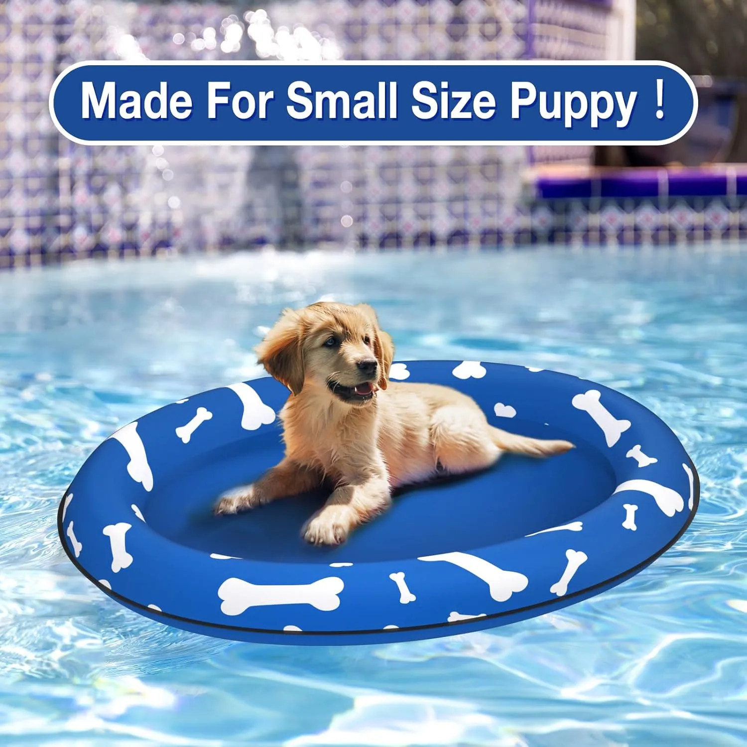 Pet Soft Dog Float Raft - Inflatable Dog Swimming Float for Summer (Small, Blue Bone)