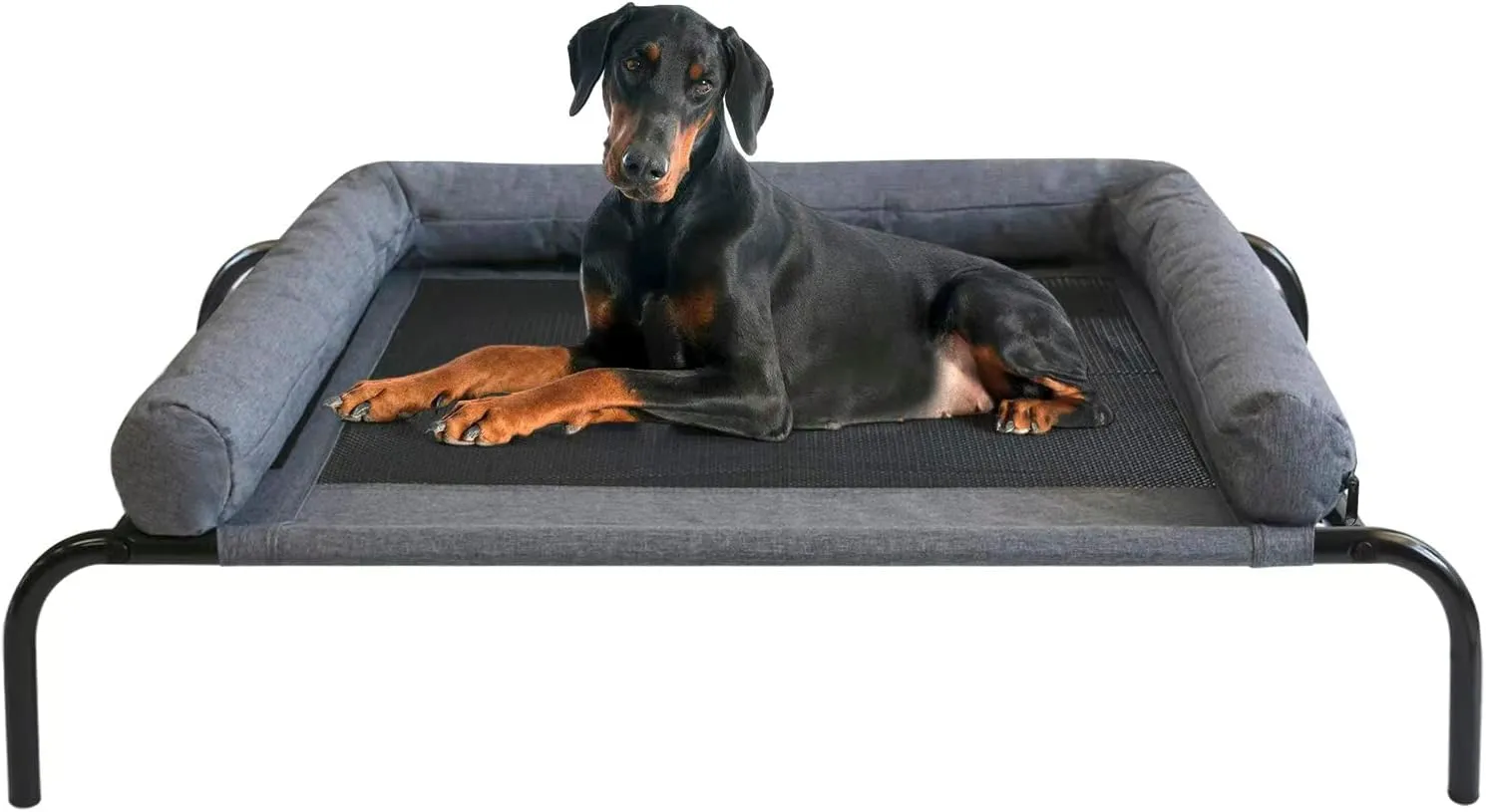 PETIME Cooling Elevated Pet Cushion Bed Raised Dog Cot for Small Dogs, Portable Indoor & Outdoor Pet Hammock, Frame with Breathable Mesh and Removable Bolsters (48 Inch)
