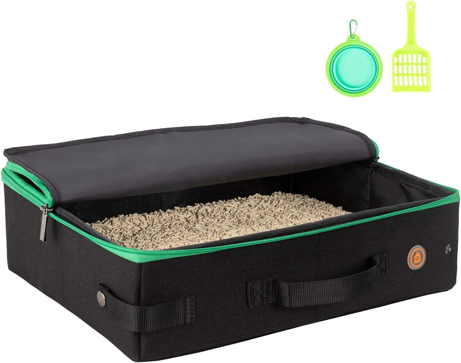 petisfam Portable Travel Litter Box for Cats with Lid to Contain Litter and Odor. Easy to Carry, Clean and Store. Easy for Car Travel, Hotle Stays, Flying with Cats