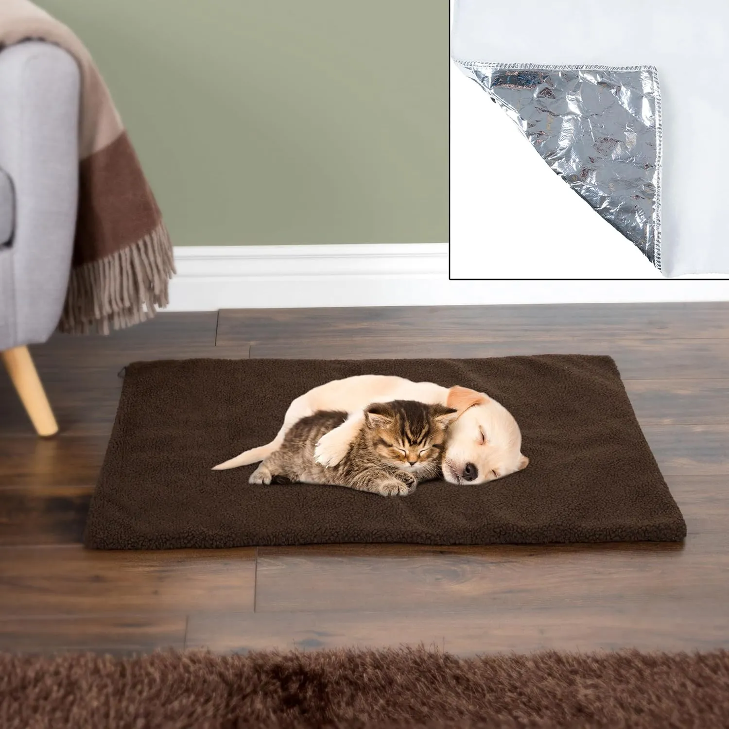 PETMAKER Small/Medium Self Warming Thermal Crate Pad-25x18-Chocolate,Brown