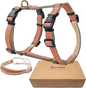 Pettsie No-Pull Dog Harness with Reflective Strips & Matching Bracelet  Adjustable Comfort Fit, Dual Leash Clips, Soft & Durable Hemp, Training & Walking Harness for Small, Medium & Large Dogs