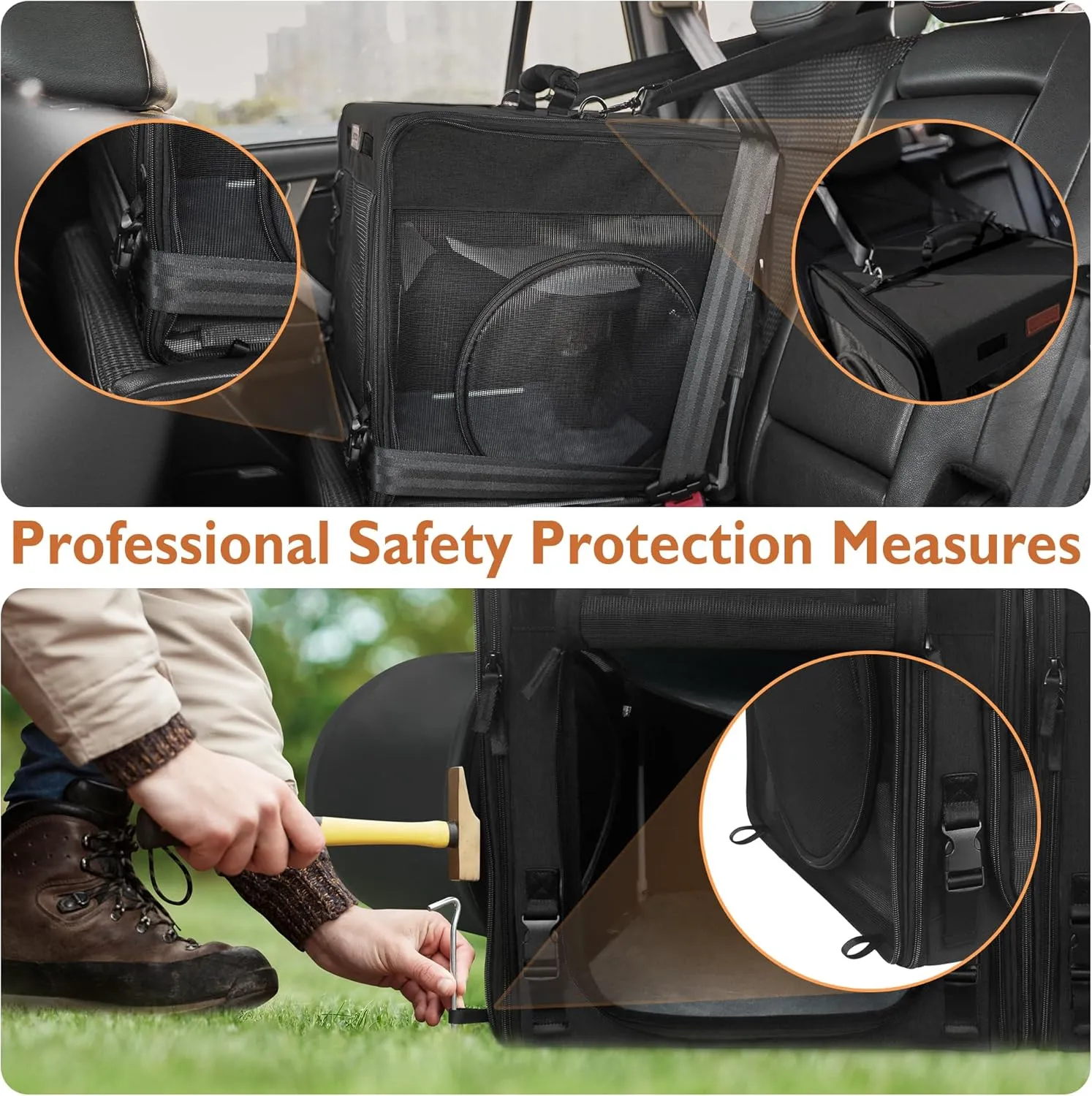 PETUX Collapsible Cat Carrier for 2 Cats, 2-in-1 Portable Pet Carrier for Small Dogs, Soft Cat Travel Carriers with Little Box, Tunnels and Hammock for Gift, Indoor, Outdoor (34"x17"x17", Black)
