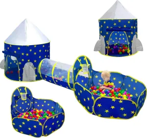 PigPigPen 3pc Kids Play Tent for Boys with Ball Pit, Crawl Tunnel, Princess Tents for Toddlers, Baby Space World Playhouse Toys, Boys Indoor& Outdoor Play House, Perfect Kids Gifts