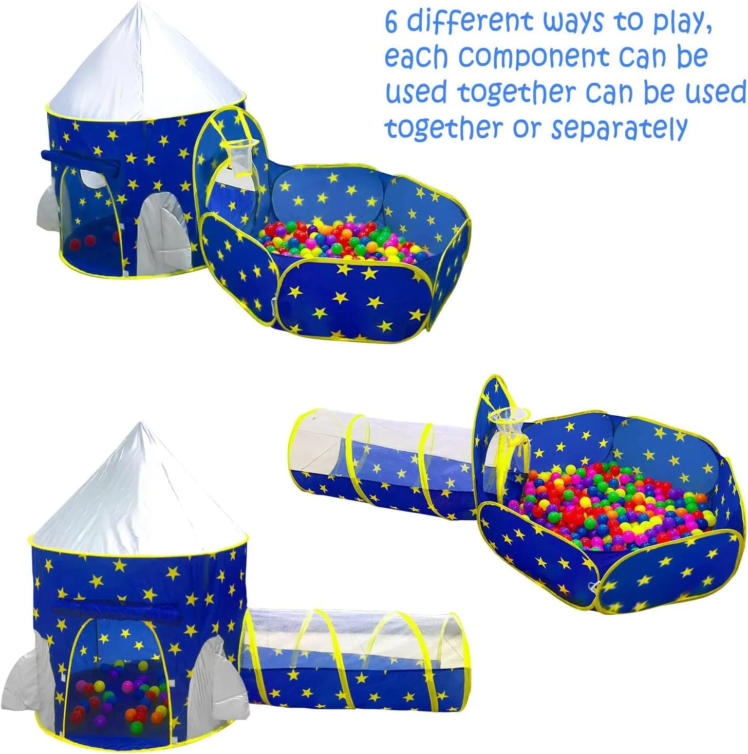 PigPigPen 3pc Kids Play Tent for Boys with Ball Pit, Crawl Tunnel, Princess Tents for Toddlers, Baby Space World Playhouse Toys, Boys Indoor& Outdoor Play House, Perfect Kids Gifts