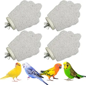 PINVNBY 4 PCS Bird Perches Calcium Parrot Perch Stand Bird Beak Grinding Stone Foot Claws Trimmer Parrot Chewing Toys Bird Cage Accessories for Budgie Cockatiel Conure Lovebird Finch