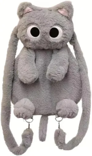 Plush Backpack,Cat Bag,Stuffed Animal Backpack,Cute Cartoon backpack,Plush Bag (C-Gray Cat)