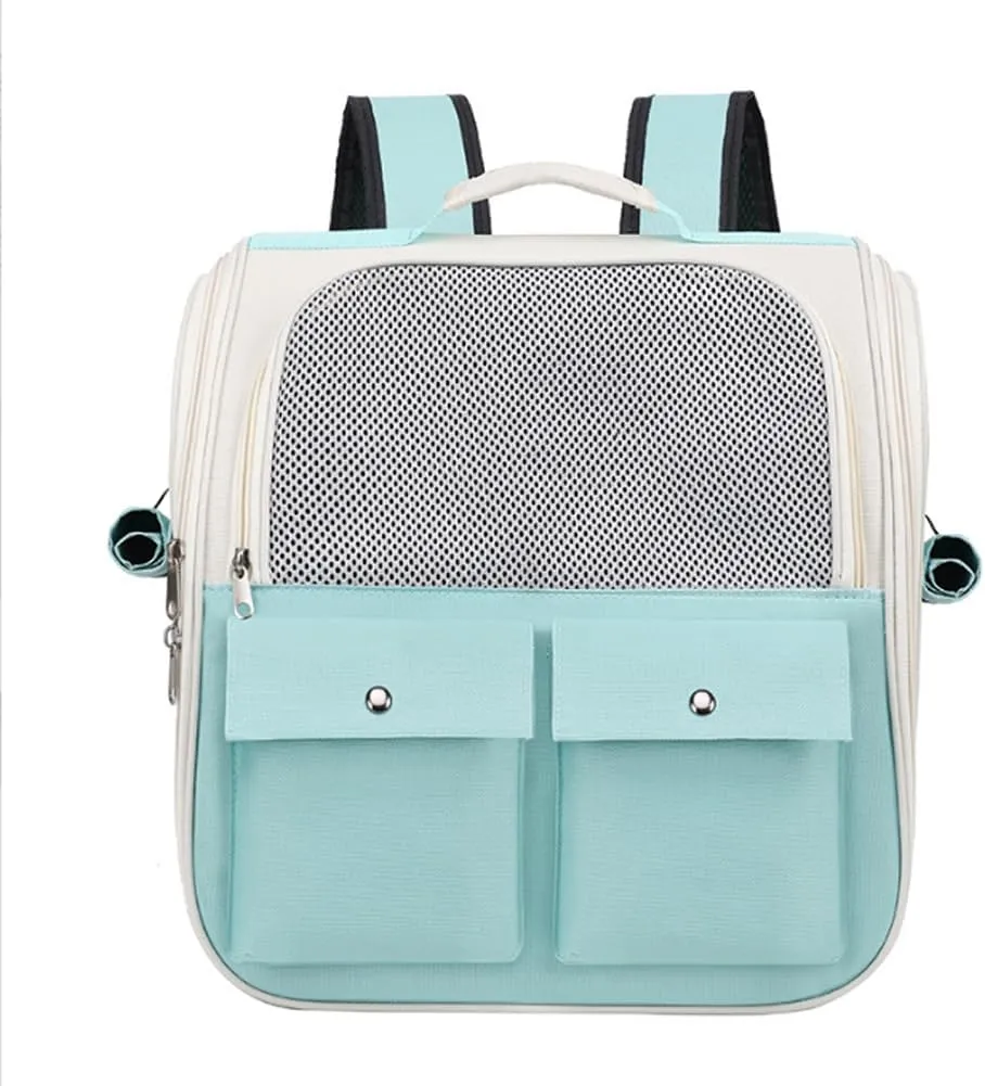 Portable and Breathable Backpack for Outdoor use pet Backpack with Large Capacity cat cage and Spacecraft (Blue)