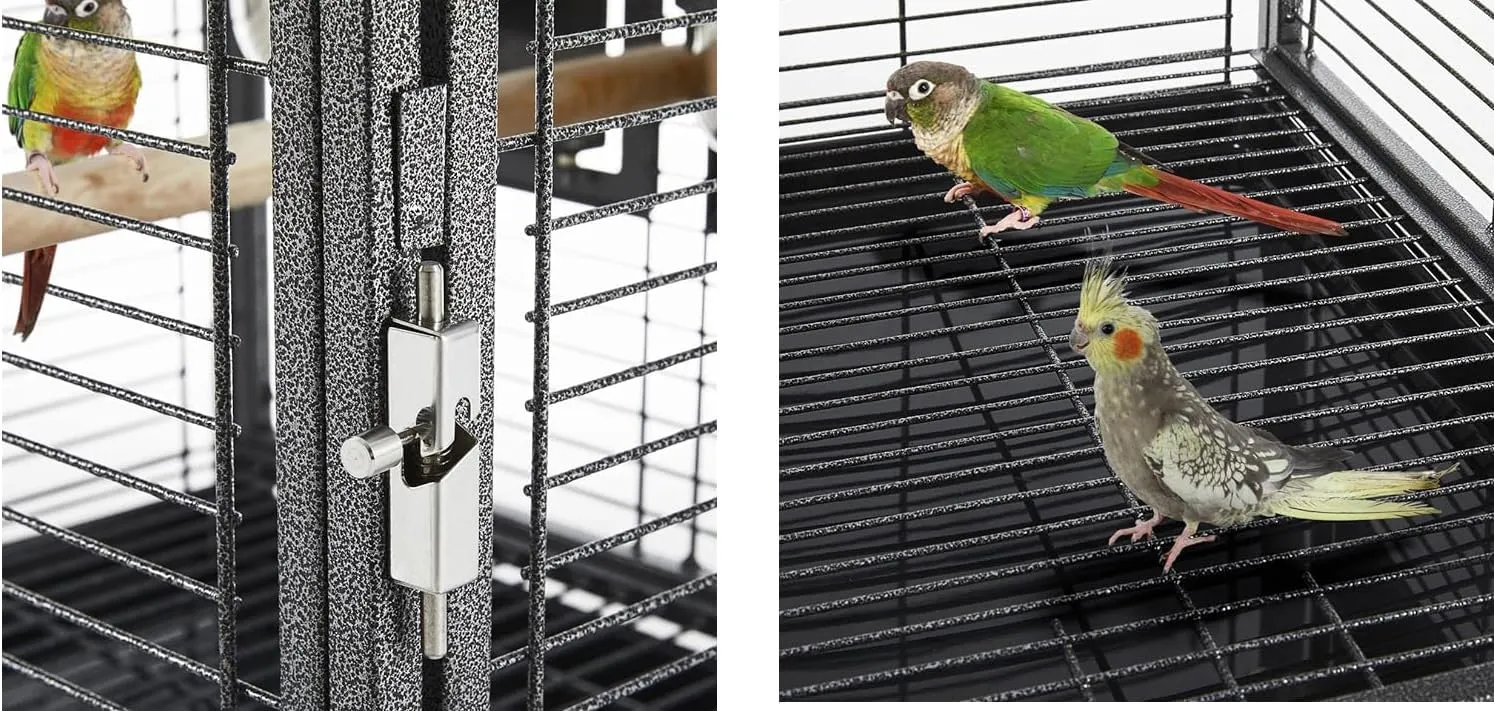 Portable Durable Heavy Duty Travel Veterinary Bird Parrot Carrier Cage Feeding Bowl Play Wooden Stand Perch with Handle Prevent Beaks Out