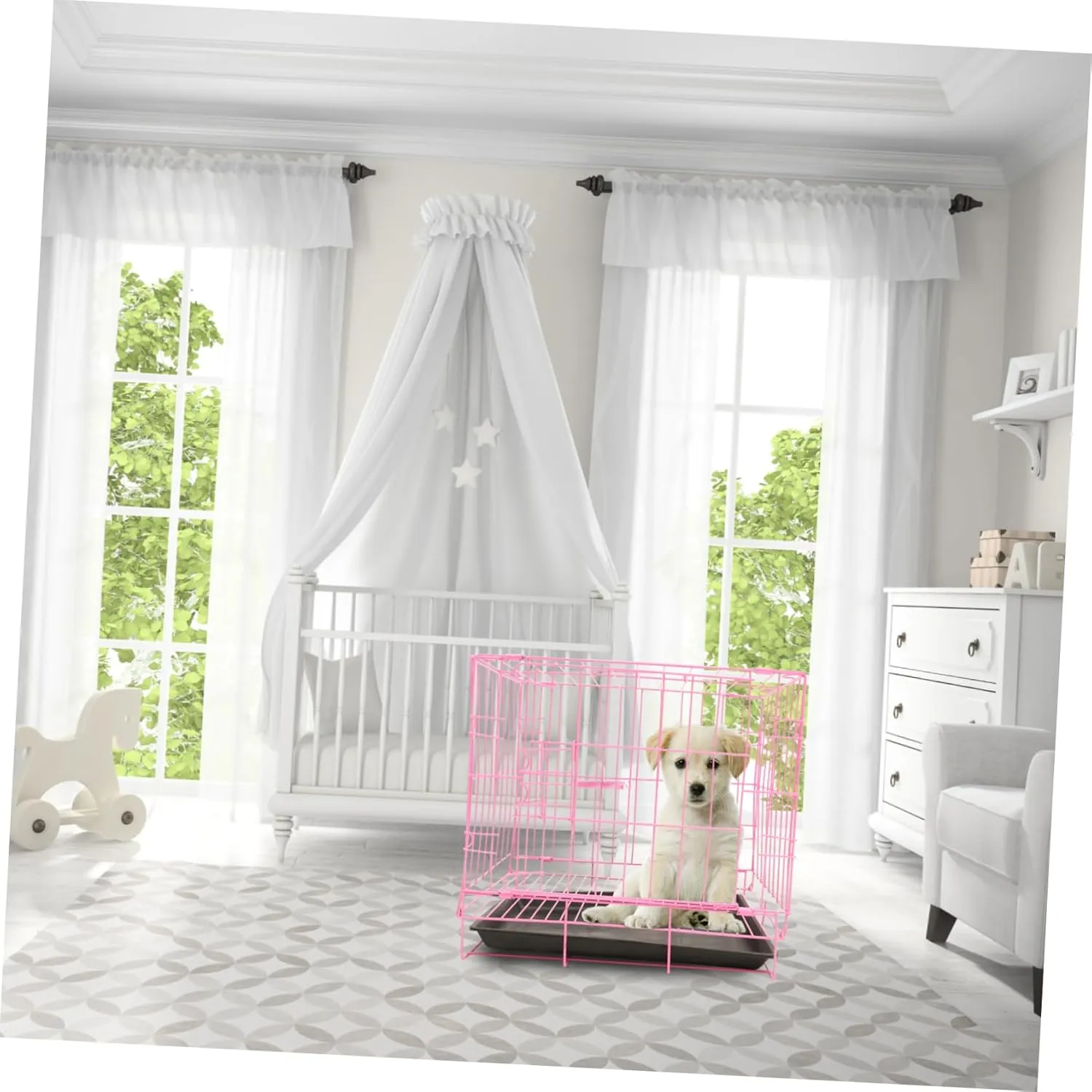 Portable Pet Crate Folding Dog Cage Pet Furniture Steel Cage for Small Rabbit