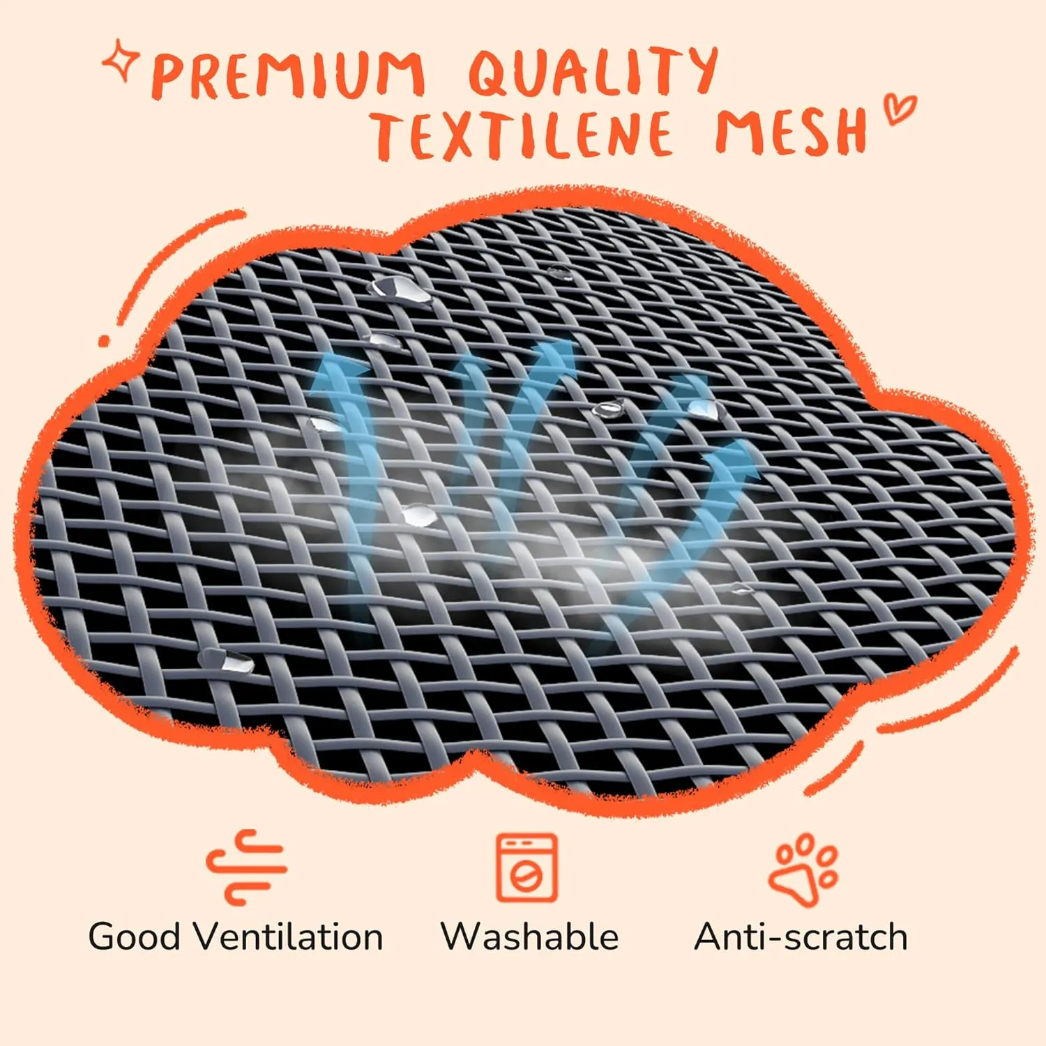 PRAISUN XL Outdoor Dog Bed with Canopy, Elevated Dog Bed, Textilene Mesh, Metal Frame for Indoors, Outdoors, Lawn, Dark Grey