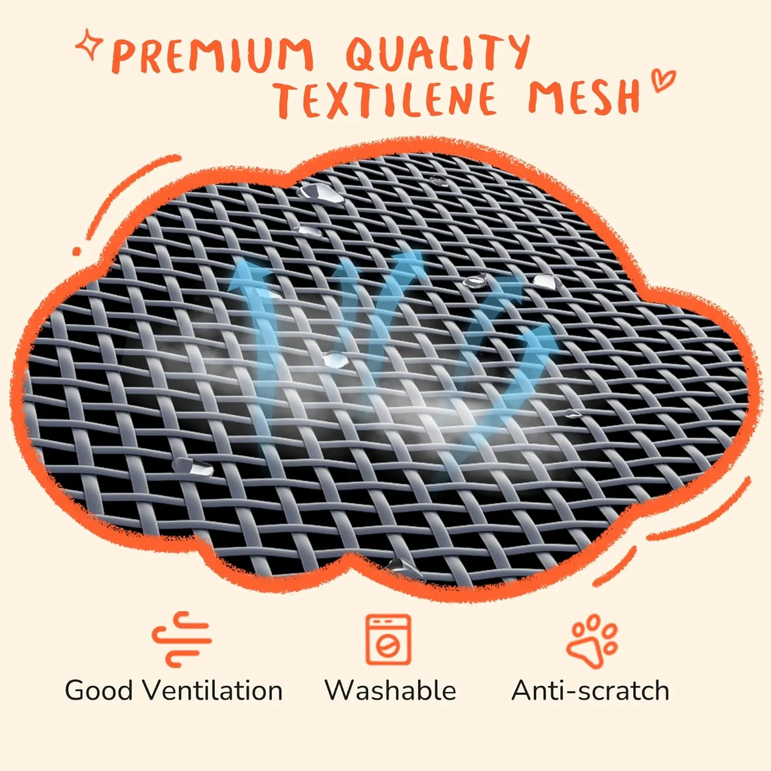 PRAISUN XXL Outdoor Dog Bed with Canopy, Elevated Dog Bed, Textilene Mesh, Metal Frame for Indoors, Outdoors, Lawn, Dark Grey