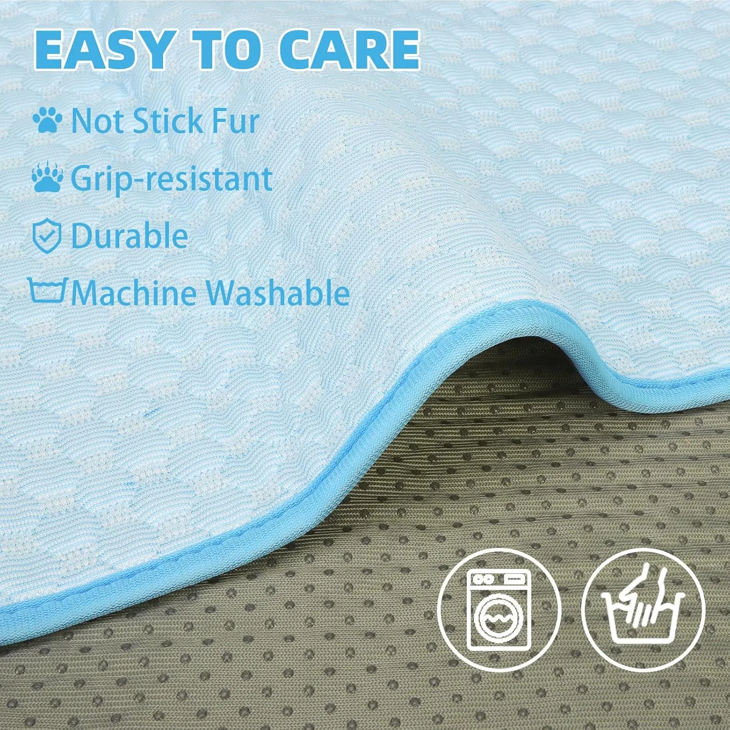 PUPTECK Upgraded Dog Cooling Mat Ice Silk Self Cool Pad for Small Medium Large Dogs and Cats, Non-Slip Pet Bed for Summer or Hot Days Sleeping, Washable & Portable, Solid Light Blue, XL(28"x47")