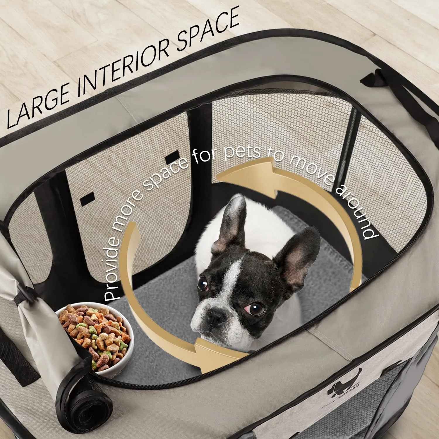 Rest-Eazzzy Dog Playpen, Foldable Kitten Playpen for Medium Dogs, Portable Pet Puppy Playpen with Removable Shade Cover, Indoor Outdoor Travel Camping Use for Small Pets with Carrying Case (S, Grey)