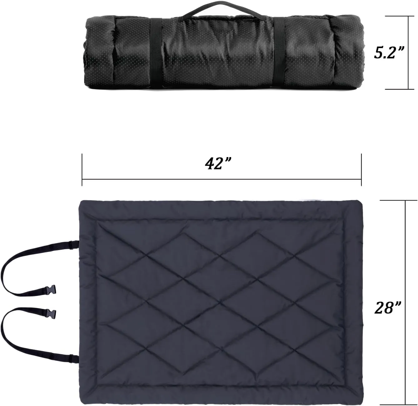 Rollup Camping Outdoor Dog Bed,Portable Dog Travel Mat with Carry Handles for Medium Large Dogs Waterproof Washable Pet Pad,42 * 28Dark Blue