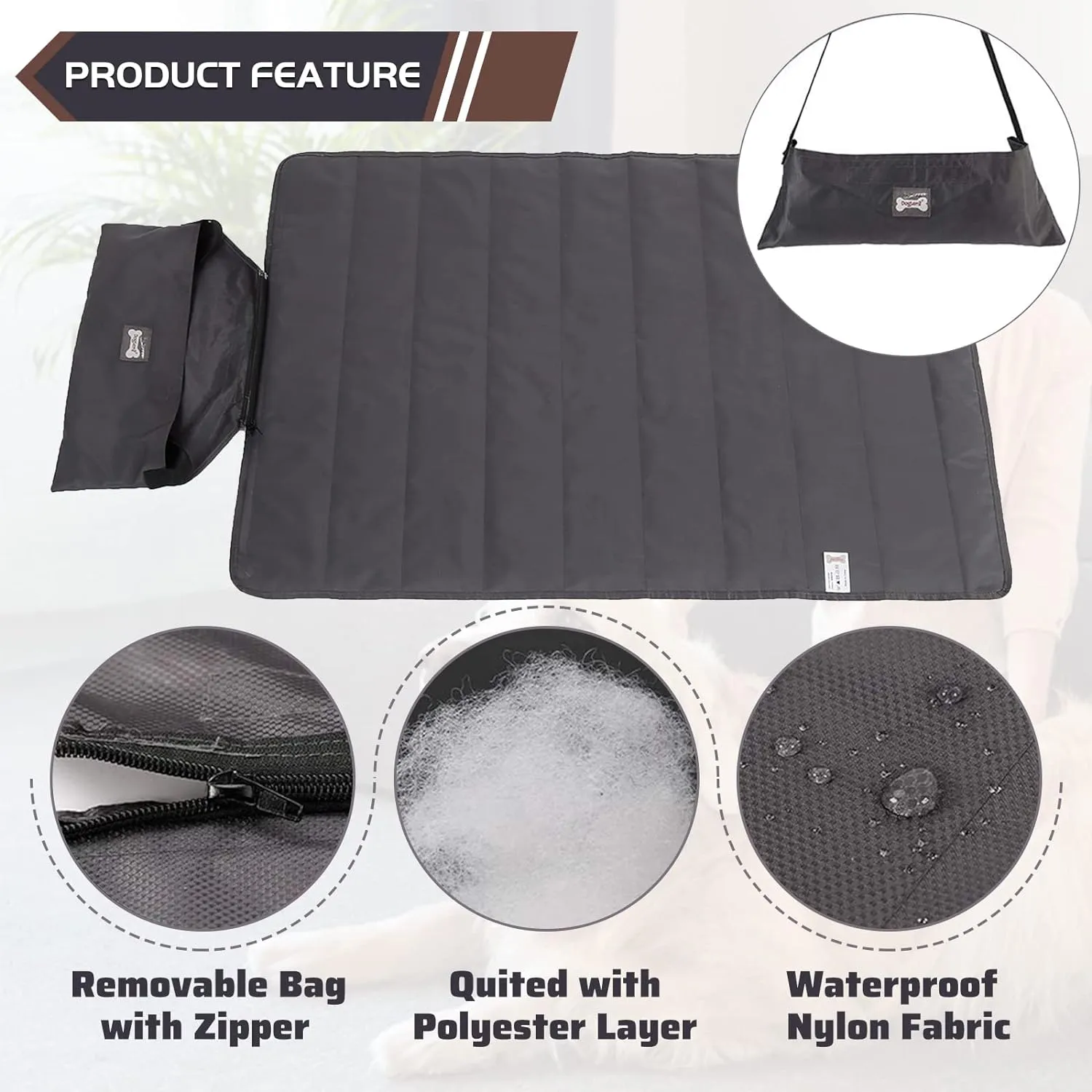 ROZKITCH Outdoor Pet Dog Pad 39"x28" Portable Reversible Waterproof Summer Sleeping Mat Reusable Machine Washable Easy to Clean&Carry Camping Travel Mat for Small Medium Large Dogs