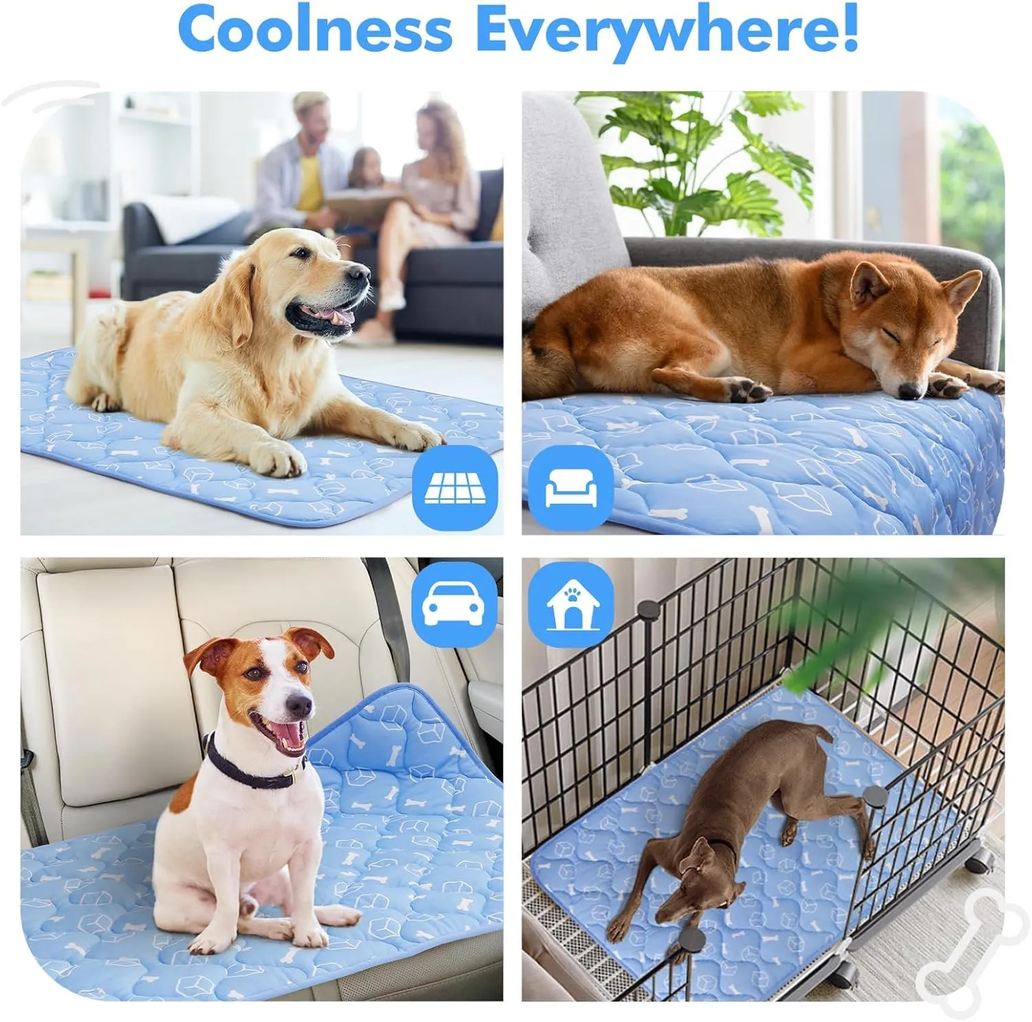 Rywell Dog Cooling Mat 2.0, 36 * 27 Thicken Cooling Mat for Large Dog, Internal Waterproof& Endothermic Color Changing Arc-Chill Cool Fiber(QMAX>0.5) for Pet in Summer, Washable, Non-Toxic