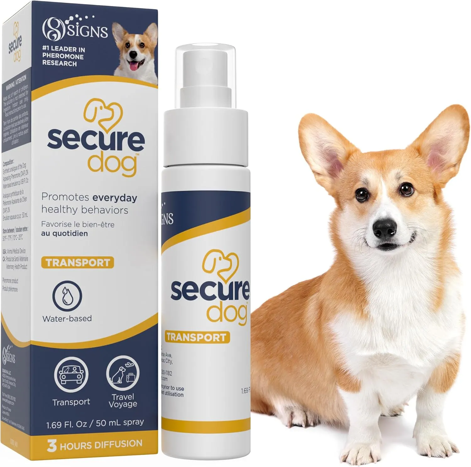 Secure Dog Transport, Water Based Calming Travel Spray, Naturally Supports Calm and Wellbeing Helping Relieve Any Feeling of Anxiety or Stress
