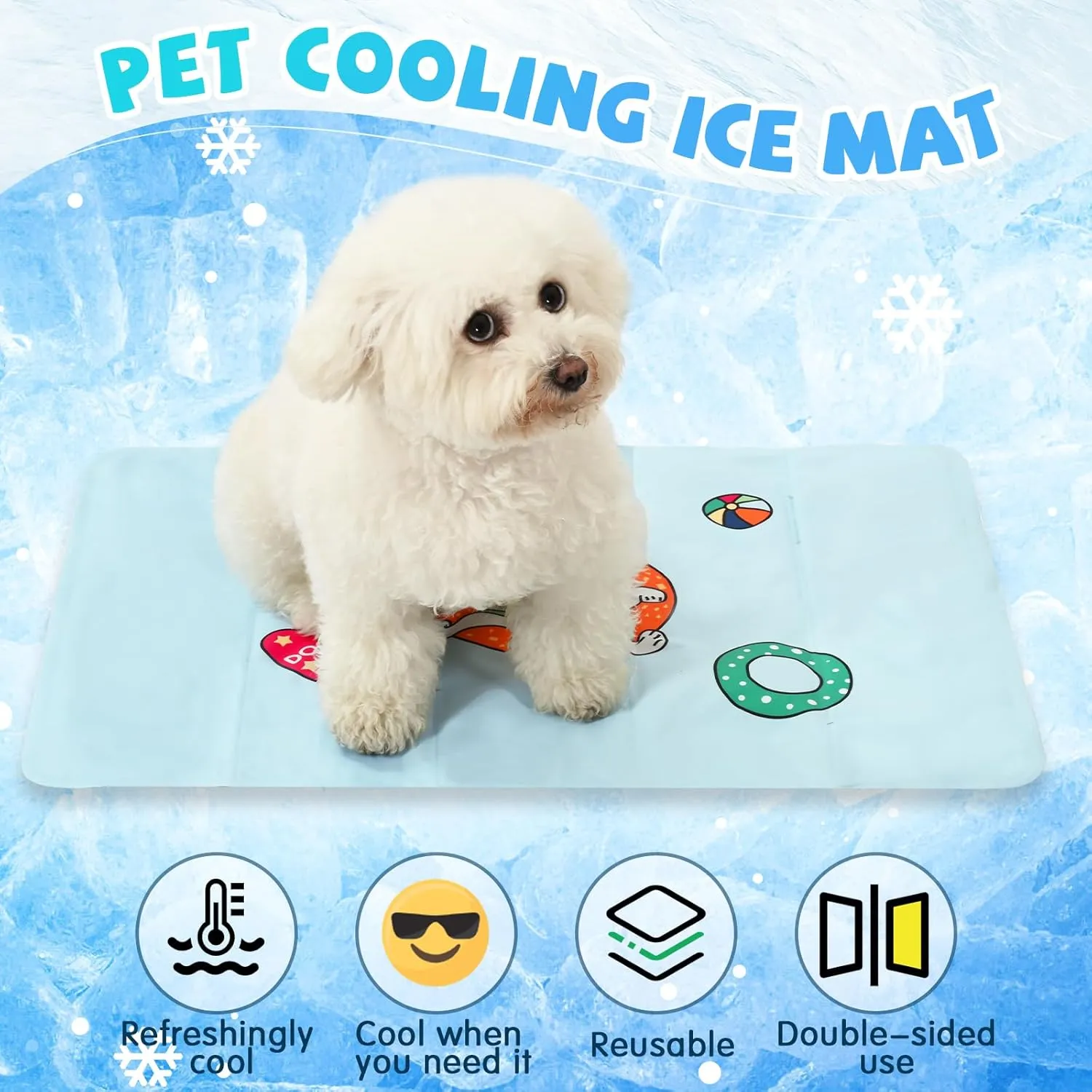 Self Cooling Dog Mat, Washable & Portable Pet Cool Mats for Indoor Or Outdoor, Non-Toxic Polymer Gel Sleep Mat Pad, Summer Cooling Pad for Small Medium Large Dogs